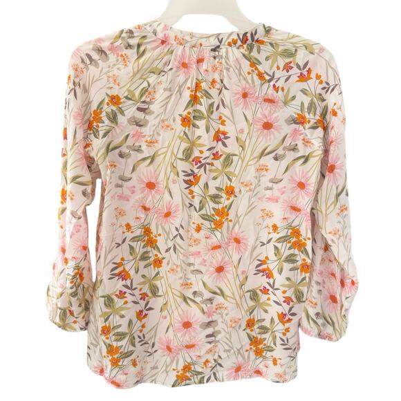 Spartina 449 100% Silk Floral Print Button Up Ivory Blouse Top Women’s Small - Picture 6 of 6